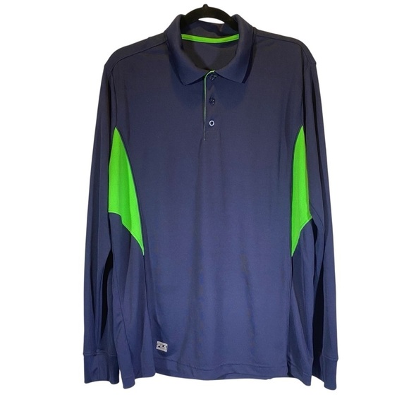 FILA SPORT Men's size Small Long sleeve Golf Performance Polo Navy Green - Picture 1 of 7